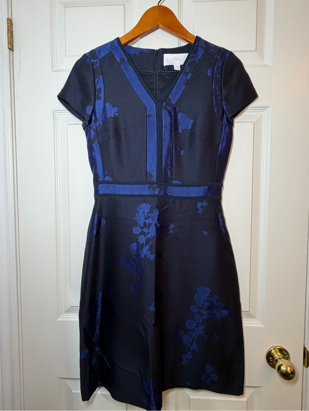 Boss Hugo Boss Black and Blue Floral Midi Dress